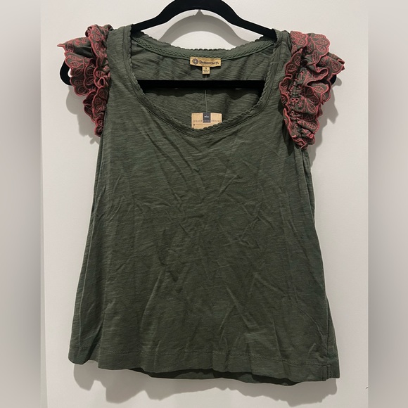 🆕 🌸 NWT Democracy Embroidered Ruffle Sleeve Knit Top – Size Small 🌸 - Picture 2 of 12